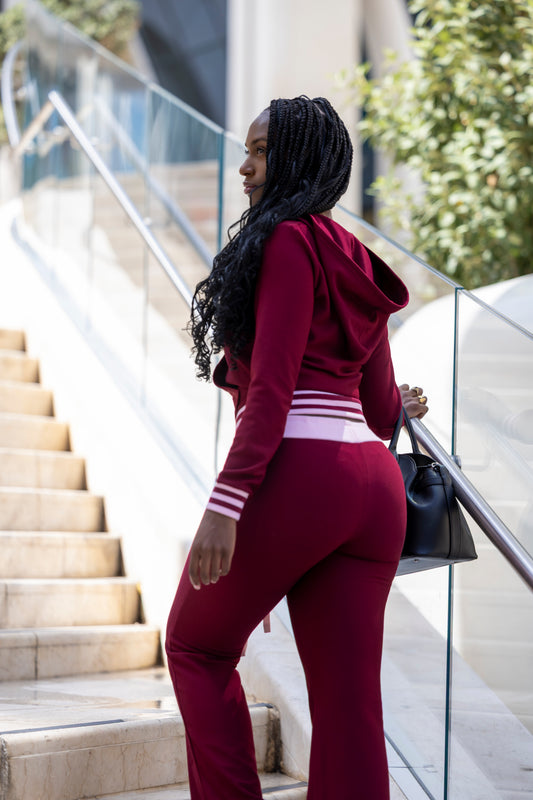 Waffle Knit Flared Pants