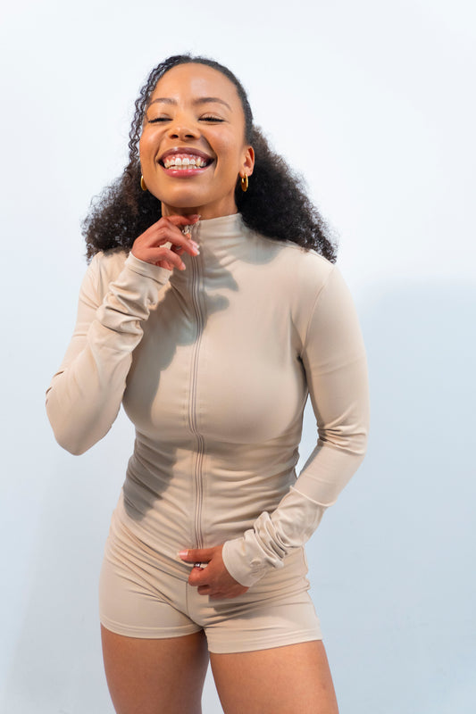 Classic Beige Zip Up Jacket