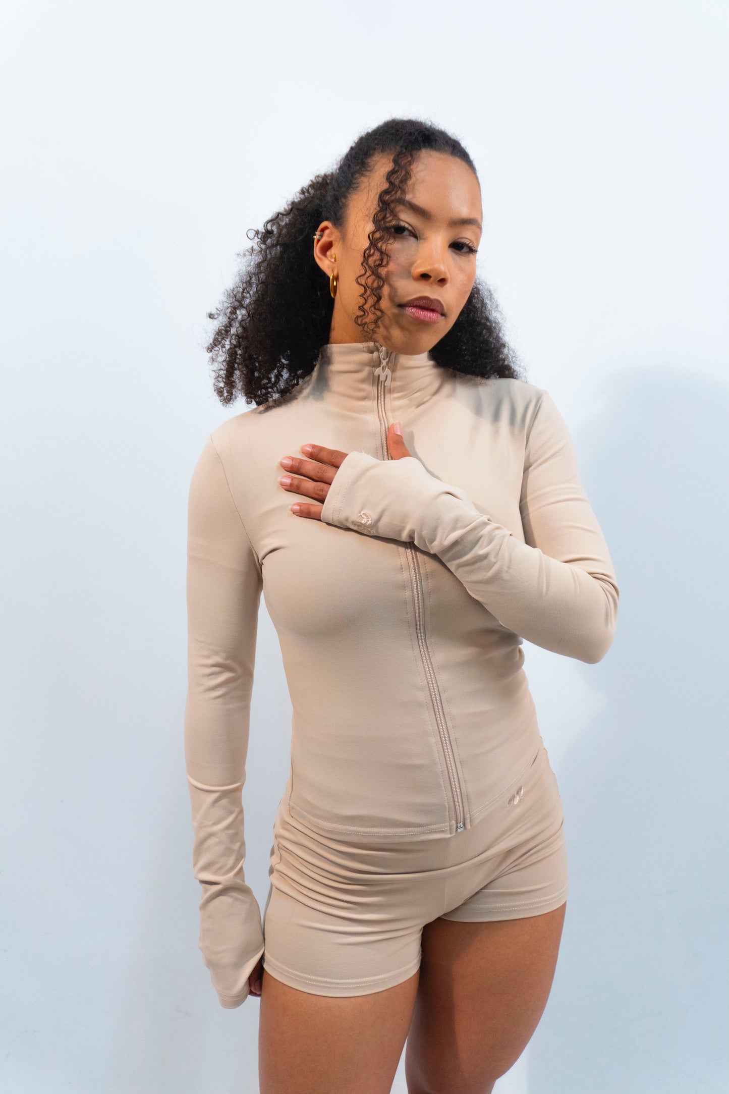 Classic Beige Zip Up Jacket