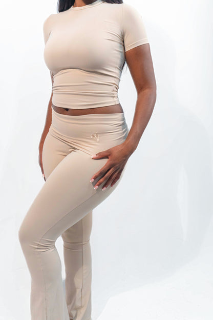 Classic Beige Fold Over Leggings