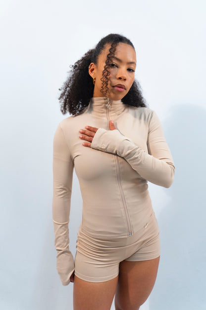 Classic Beige Zip Up Jacket