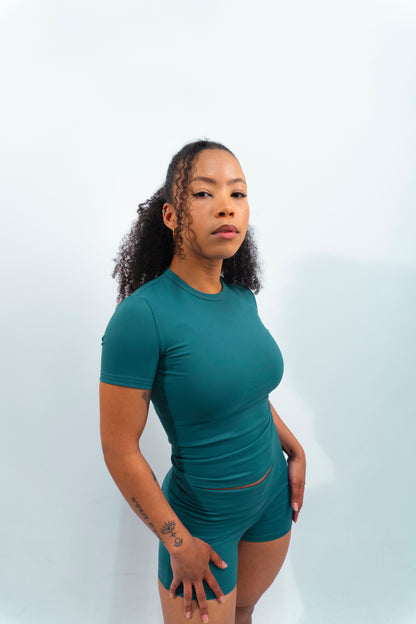 Classic Green Fold Over Shorts